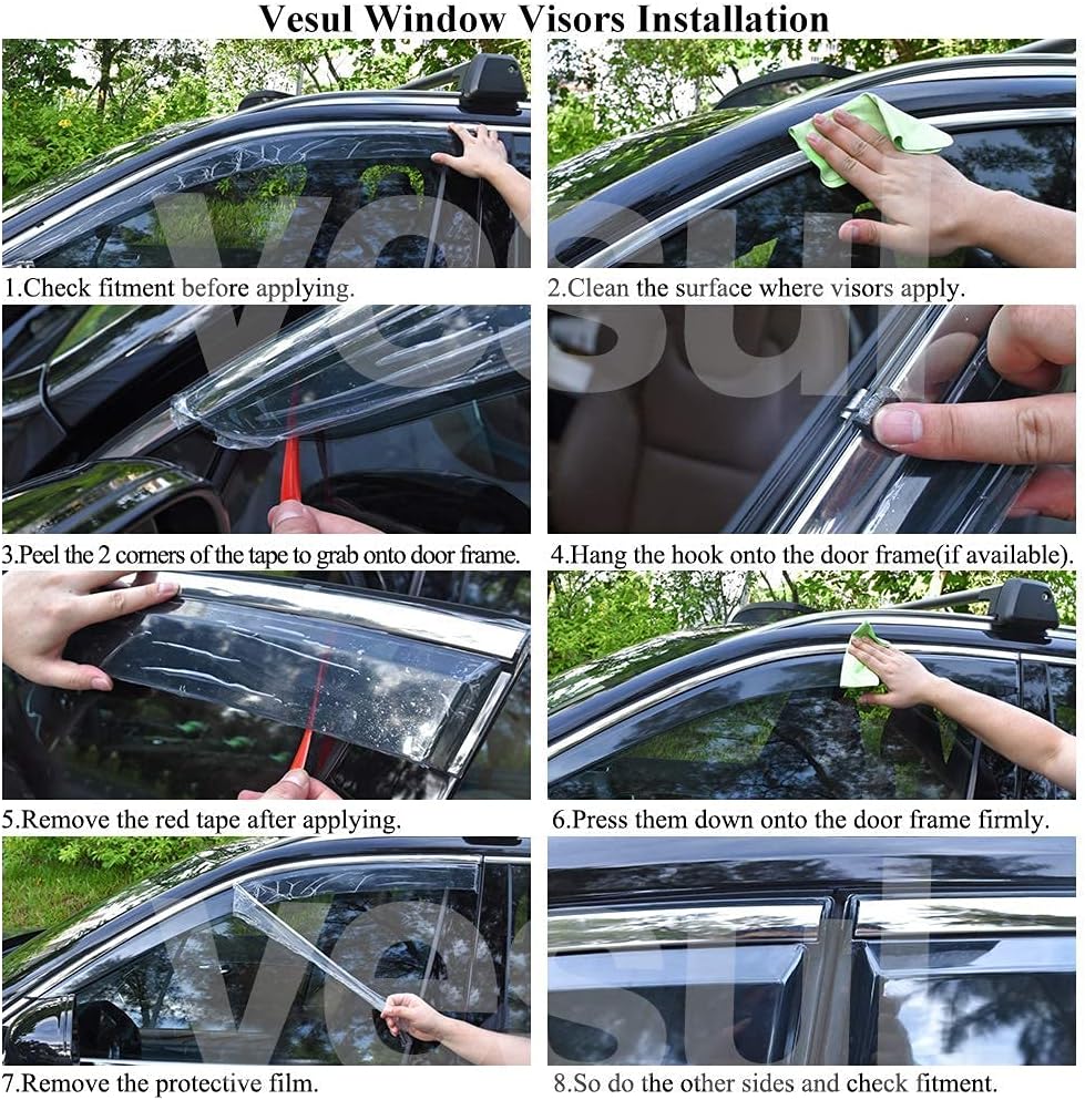 Compatible with Hyundai Tucson 2016-2021 Window Wind Deflector Rain Guard with 304 Stainless Steel Trim Pack of 2 C157570