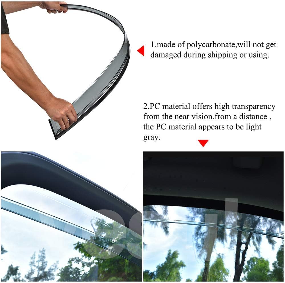 Compatible with Hyundai Tucson 2016-2021 Window Wind Deflector Rain Guard with 304 Stainless Steel Trim Pack of 2 C157570