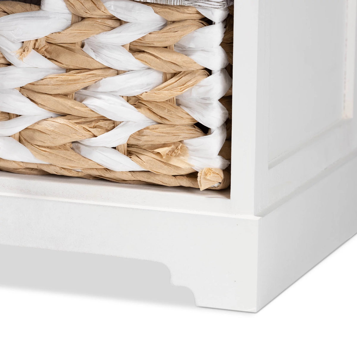 White Wood 2-Basket Storage Unit V521