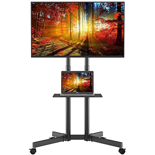 Black Mobile TV Stand with Locking Wheels E451