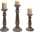 Set of 3 Tall Wood Candle Holder Stands D31245
