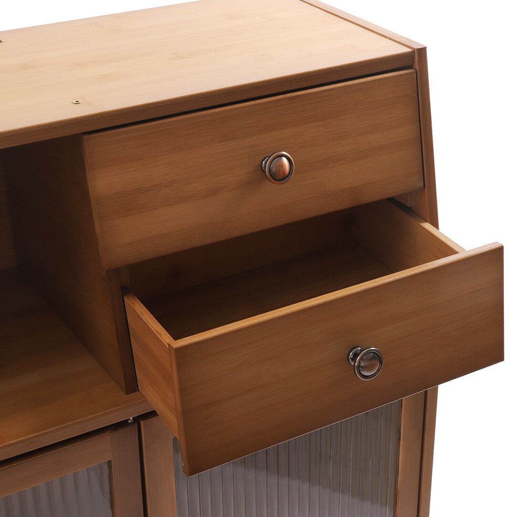 Natural Bamboo Buffet Sideboard Cabinet 39 Inch with 3 Doors V718