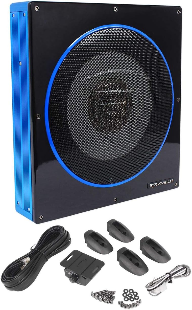 10" 800 Watt Under-Seat Amplified Car Subwoofer with Wire Kit P306