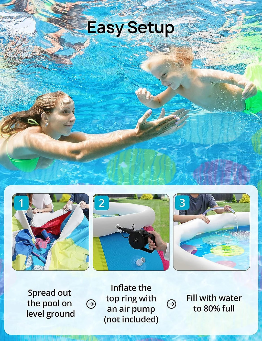 10ft × 30in Easy Set Inflatable Swimming Pool with Pool Cover U908171