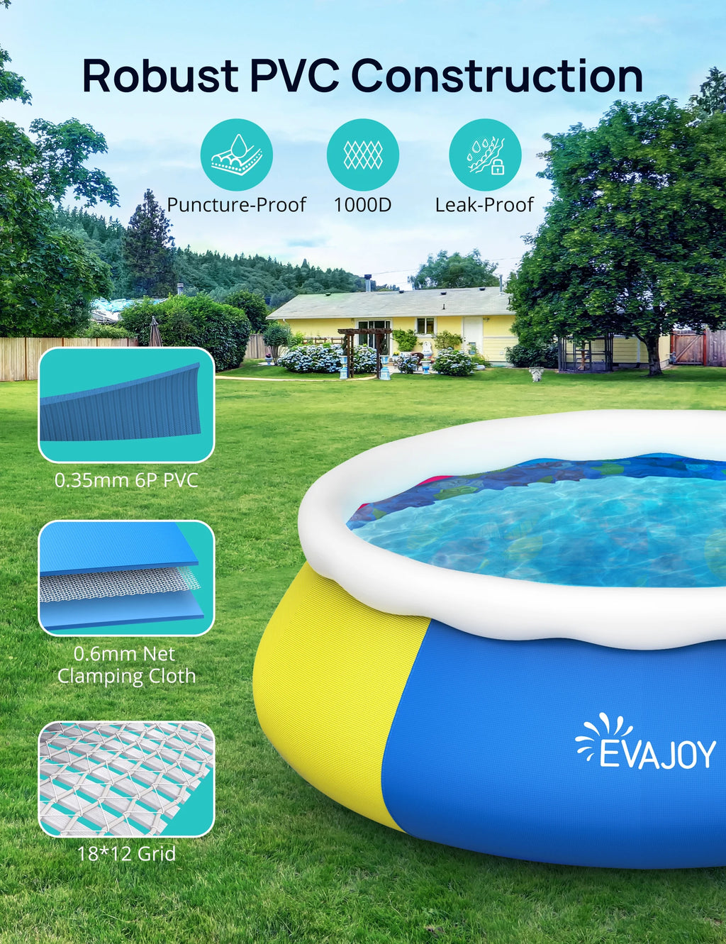 10ft × 30in Easy Set Inflatable Swimming Pool with Pool Cover U908171
