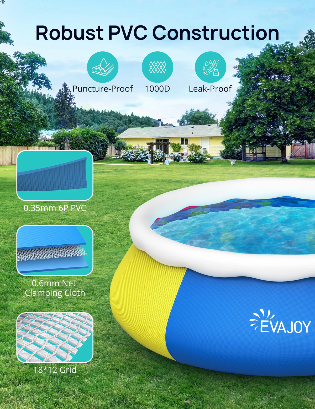 10ft × 30in Easy Set Inflatable Swimming Pool with Pool Cover U908171