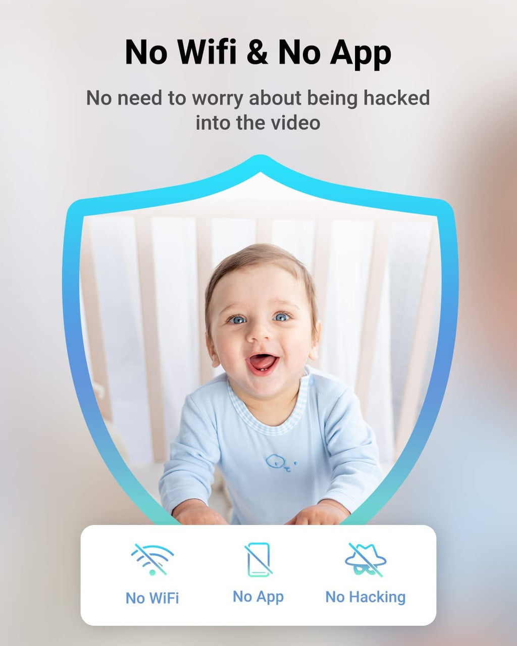 5'' Baby Monitor with Camera and Audio, Night Vision, 2-Way Audio P80754