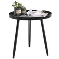 Black Round Metal Side Table 15.8x18.9 Inches D812