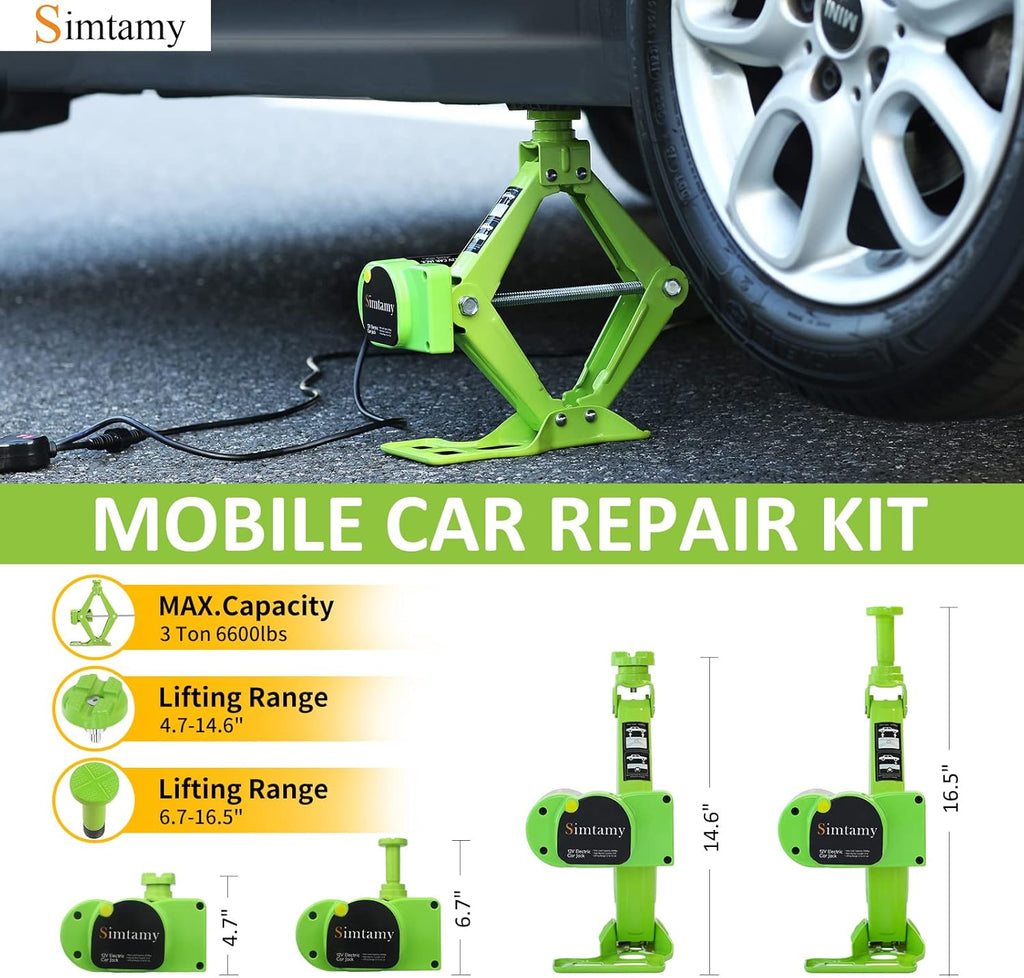 Electric Car Jack 3 Ton 12V Scissor Jack Portable Car Lift Tire Change Kit Q61110