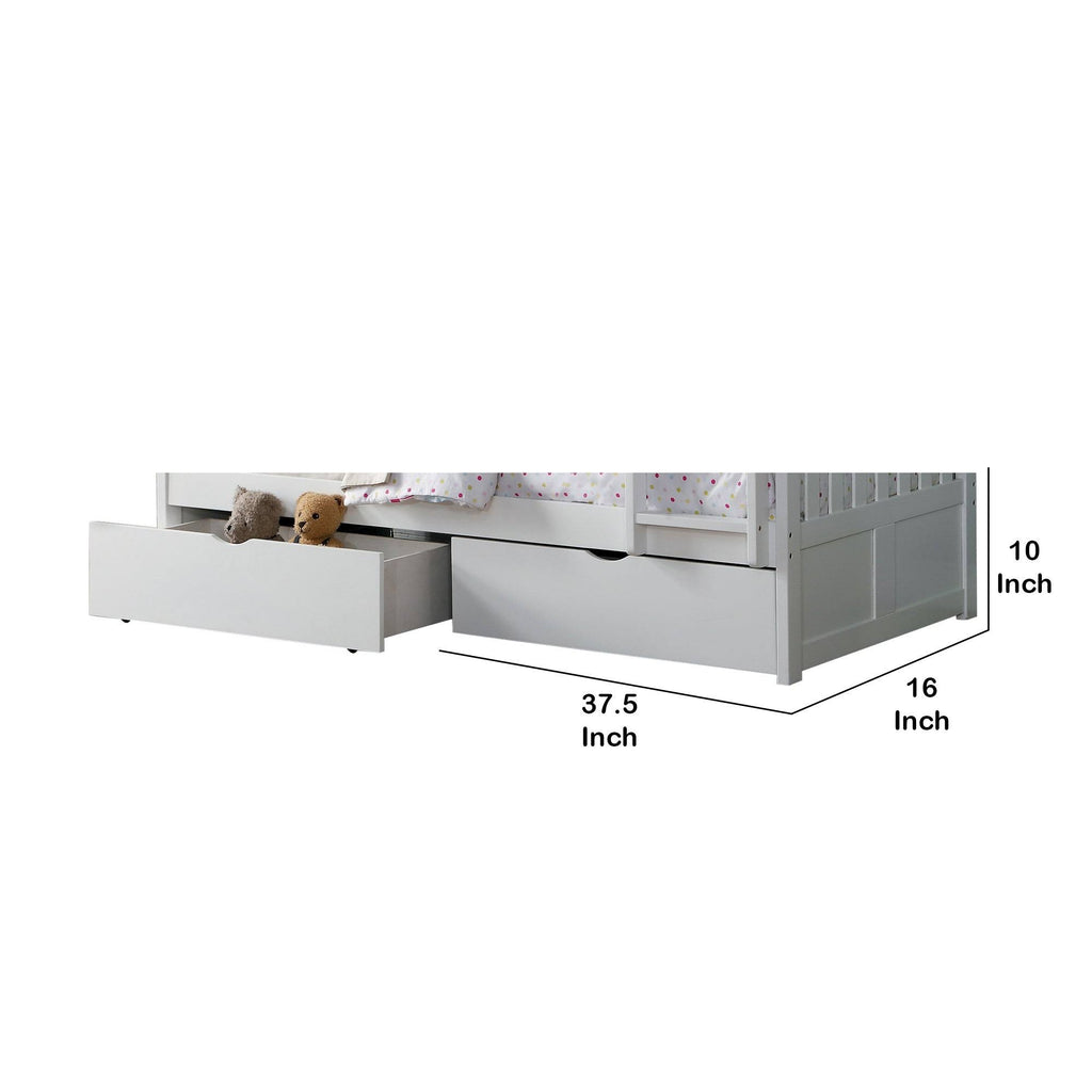 White Wooden Underbed Storage Box with Caster Wheels, Set of 2 F40349