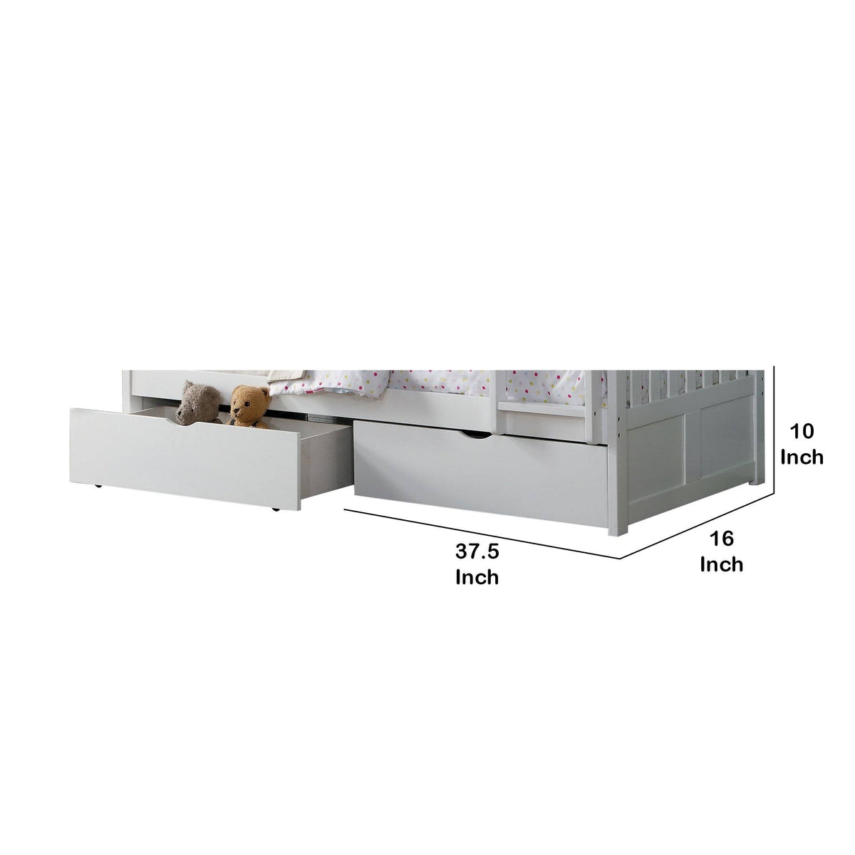 White Wooden Underbed Storage Box with Caster Wheels, Set of 2 F40349