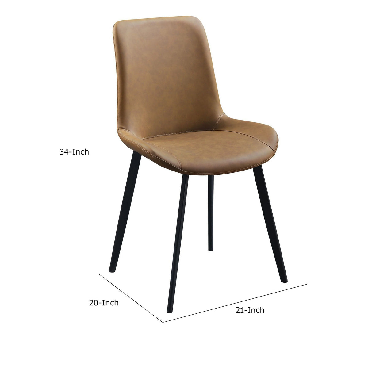 Tan Brown Vegan Leather Dining Chair, Set of 2 I34994