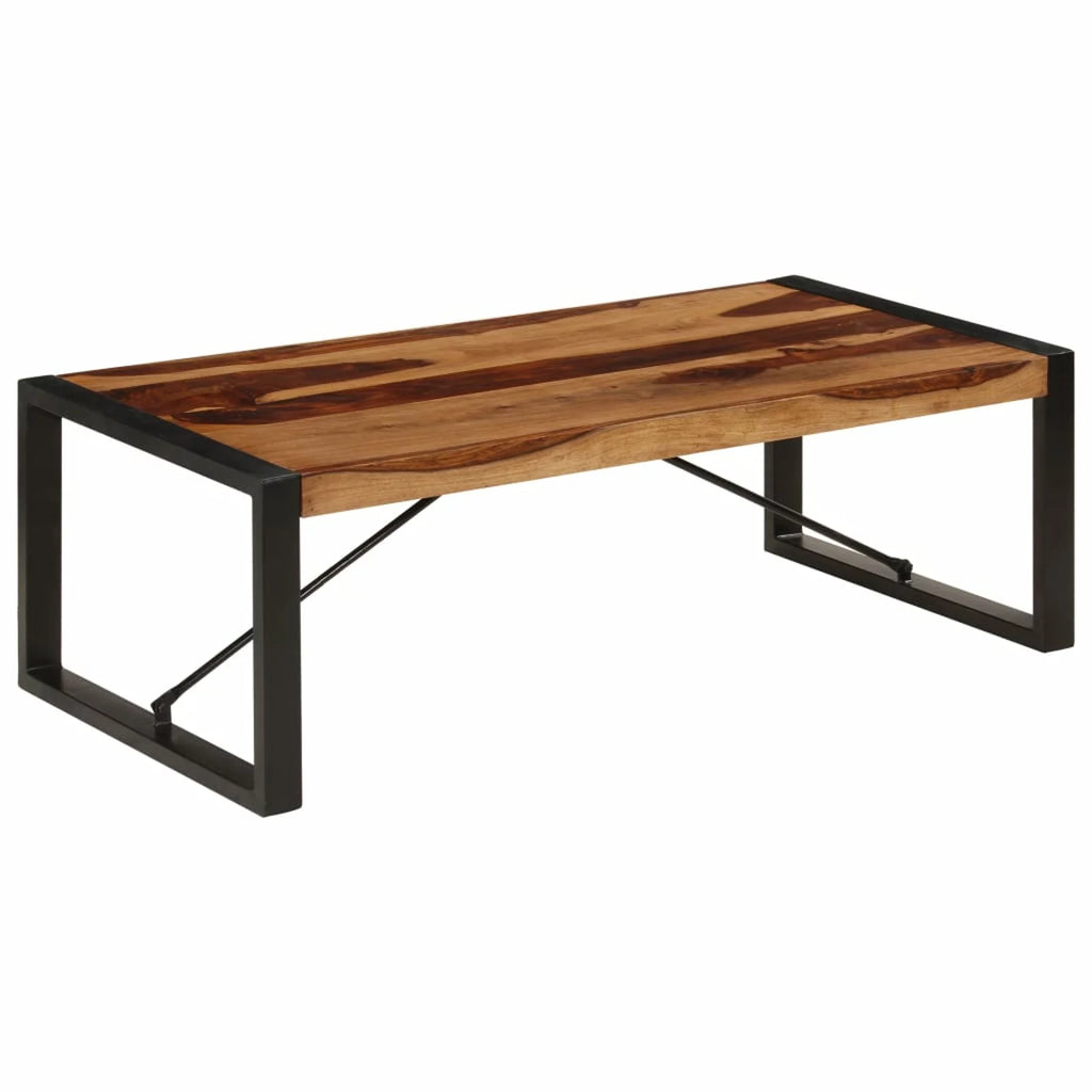 Sheesham Wood Coffee Table with Steel Legs U9907