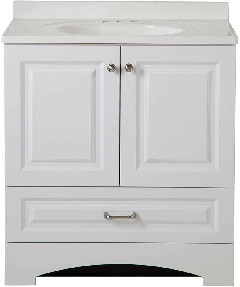 White Bath Vanity with Cultured Marble Vanity Top O325