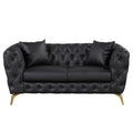 Black PU Upholstered Loveseat Sofa with Metal Legs H855533